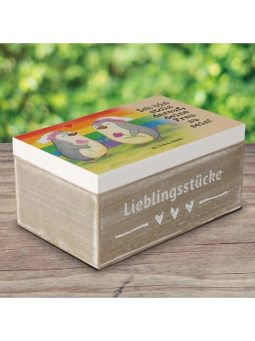 Mr. & Mrs. Panda Erinnerungsbox Pinguine Lesbian Pride Design mi... in Weiß