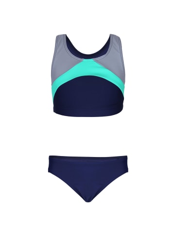 Aquarti Mädchen Sport Bikini Racerback Bustier & Bikinislip in grau/grün