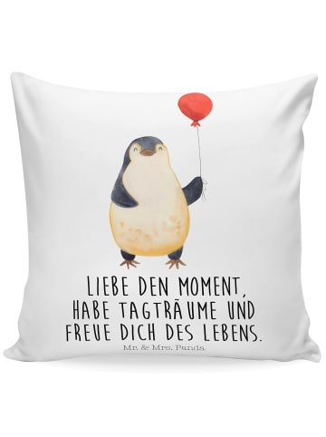 Mr. & Mrs. Panda Wohnzimmerkissen Pinguin Luftballon mit Spruch in Weiß