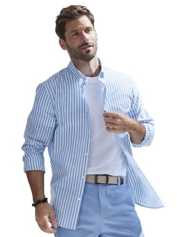 John Devin Langarmhemd in blau-gestreift