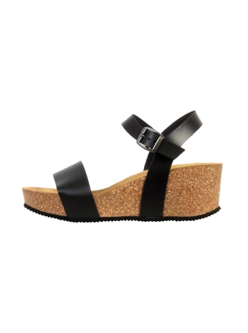 Divine Factory Noga Laura Edge Leder Keilsandaletten Schwarz