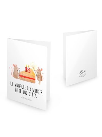 Mr. & Mrs. Panda Grußkarte 18. Geburtstag Mäuse Kuchen mit Spruch in Weiß