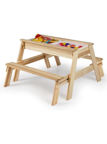 COSTWAY 2 in 1 Kindersitzgruppe mit Sandkästen in Hellbraun