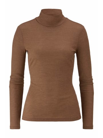 Hessnatur Hessnatur Mock-Neck Longsleeve WARM TOUCH aus Bio-Schurwolle und TENCEL™ Lyocell in camel
