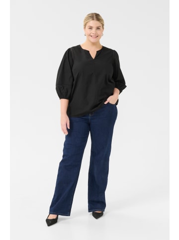 KAFFE curve Langarm-Bluse KClilje in Black Deep