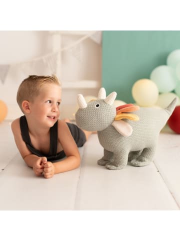 Crochetts Mini Triceratops-Kuscheltier in Grau – (B)46 x (H)30 x (T)16 cm