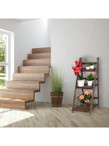 relaxdays Blumentreppe in Dunkelbraun - (B)41 x (H)108 x (T)40 cm