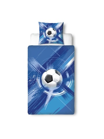 termana Traum&Trend Bettwäsche "Fußball-Goal Time" in Blau/ Weiß