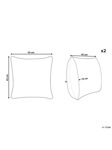 Beliani 2er-Set Dekokissen SUMAC in Bunt/Blau