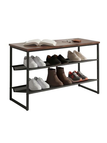 relaxdays Schuhregal in Schwarz/ Braun - (B)75 x (H)52,5 x (T)30 cm