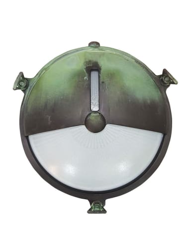 Licht-Erlebnisse Außen Wandlampe Ø 21 x (H)21 cm in Grün Antik