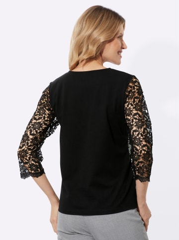 Sieh an! V-Shirt in schwarz-champagner-bedruckt