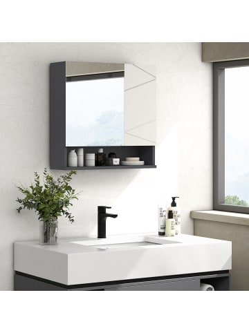 Kleankin Spiegelschrank-55L x 17B x 55H cm-Grau