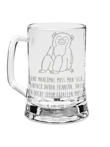 Mr. & Mrs. Panda Gravur Bierkrug Affe mit Spruch in Transparent