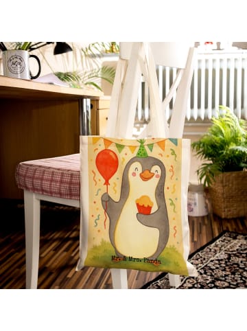 Mr. & Mrs. Panda Tote Bag Pinguin Geburtstag Design ohne Spruch in Weiß