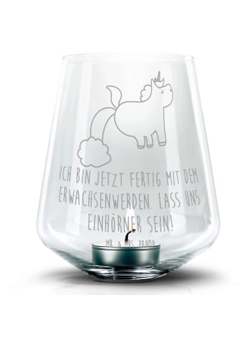 Mr. & Mrs. Panda Windlicht Glas Einhorn Pupsen mit Spruch in Transparent