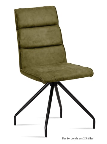 58 aufm Kessel ESSZIMMERSTUHL (2er-Set) Devnet 47x92x60 Schwarz/Olivgrün
