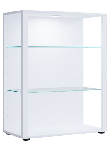 VCM  Holz Glas Stand Vitrine Glasol L in Weiß