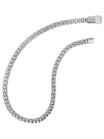 Adeliás Damen Halskette aus Edelstahl mit Strass Steinchen 34 cm in silber