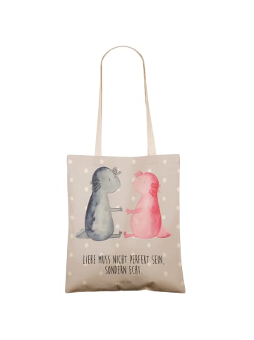 Mr. & Mrs. Panda Tasche Axolotl Liebe mit Spruch in Grau Pastell