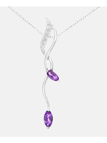 Diamant L'éternel Halskette mit Anhänger aus 375 Weißgold mit Diamant mit Amethyst