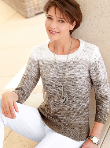 WITT WEIDEN Pullover in taupe-weiß