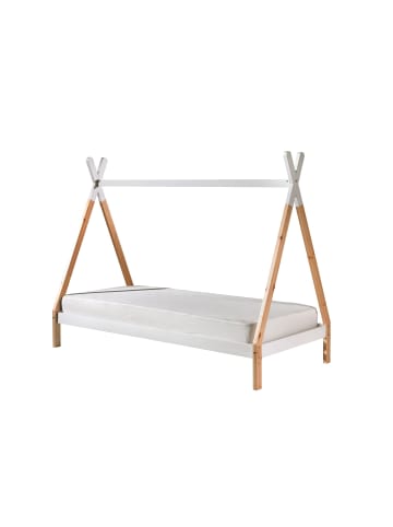 58 aufm Kessel ZELTBETT Karyn 2 206x158x98 aus Kiefer Massivholz in Weiß/natur