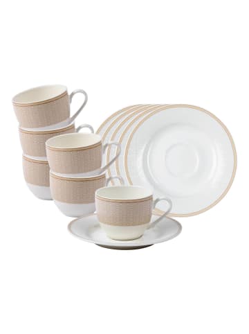 Ritzenhoff & Breker 6er Set Espressotassen mit Untertassen Geo 90 ml in beige