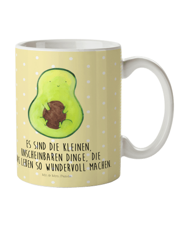 Mr. & Mrs. Panda Kindertasse Avocado Kern mit Spruch in Gelb Pastell