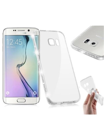 cadorabo Hülle für Samsung Galaxy S6 EDGE Strass Design in TRANSPARENT WEIß