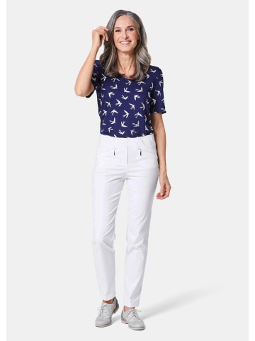 GOLDNER Kurzgröße:  Bengalinhose Schlupfhose LOUISA mit Steppnähten in weiß