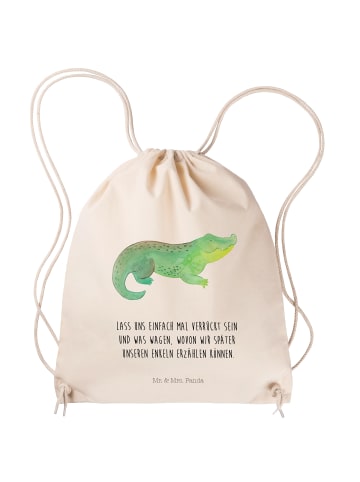 Mr. & Mrs. Panda gymnastiktasche Krokodil mit Spruch in Creme