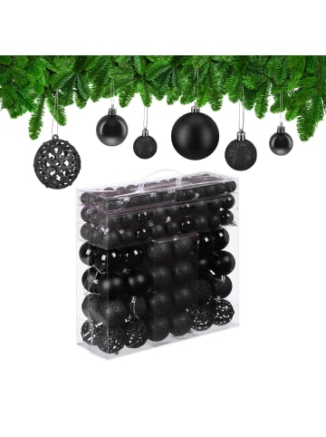 relaxdays 150-tlg. Weihnachtskugeln Set in Schwarz