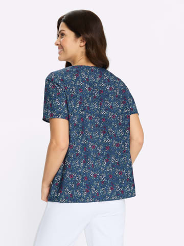 Sieh an! Druck-Bluse in jeansblau-fuchsia-bedruckt