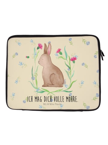 Mr. & Mrs. Panda Notebook Tasche Hase Sitzen mit Spruch in Blumig