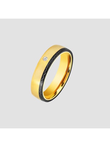 Adeliás Damen Ring aus Edelstahl mit Strass Steinchen in gold