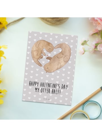 Mr. & Mrs. Panda bildkarte Otter Valentine mit Spruch in Grau Pastell