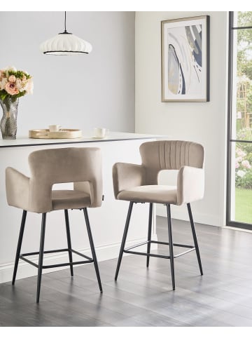 Beliani 2er-Set Barhocker SANILAC in Beige/Schwarz