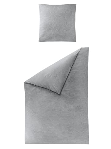 Traumschloss Seersucker Sommer Bettwäsche uni hellgrau in grau