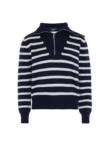 Bridgeport Damen Sweater in DUNKELMARINE WOLLWEISSER STREIFEN