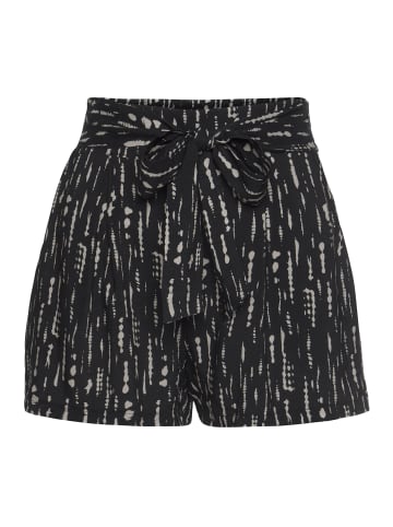 S. Oliver Webshorts in schwarz-beige-bedruckt