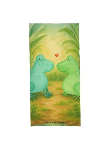 Mr. & Mrs. Panda Badehandtuch Frosch Liebe Design ohne Spruch in Grau Pastell