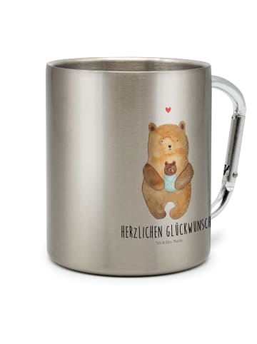 Mr. & Mrs. Panda Thermobecher Bär Baby mit Spruch in Silber