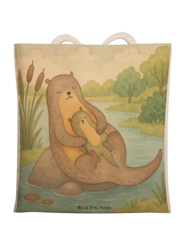 Mr. & Mrs. Panda Henkeltasche Otter Kind Design ohne Spruch in Weiß