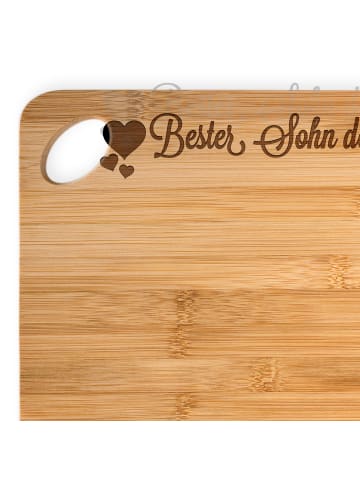 Mr. & Mrs. Panda Snackbrett Sohn mit Spruch in Braun