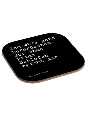 Mr. & Mrs. Panda Tassen Untersetzer Ich wäre gern Dornröschen...... in Schwarz