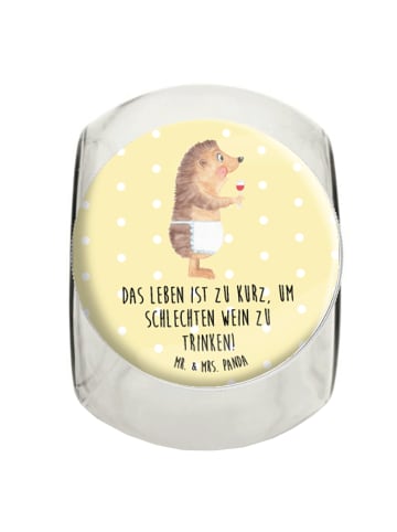 Mr. & Mrs. Panda Bonbonglas Igel Wein mit Spruch in Gelb Pastell