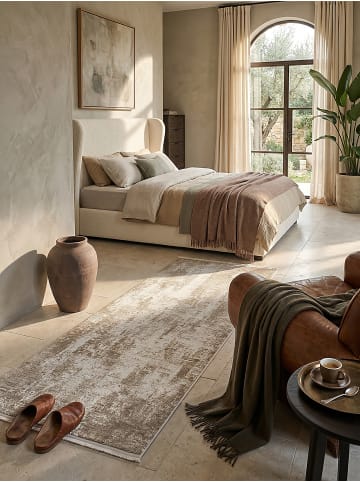 KADIMA DESIGN Läufer Vintage Kurzflor pflegeleicht Wohnzimmer Schlafzimmer in Beige