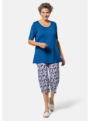 GOLDNER Kurzgröße: Zeitloses Shirt, modernes Raffdetail in royalblau