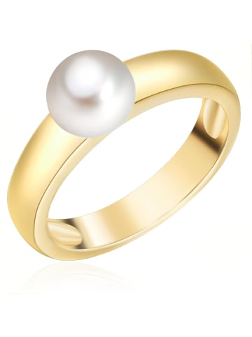 Valero Pearls Perlen-Ring Sterling Silber Süßwasser-Zuchtperle in gelbgold